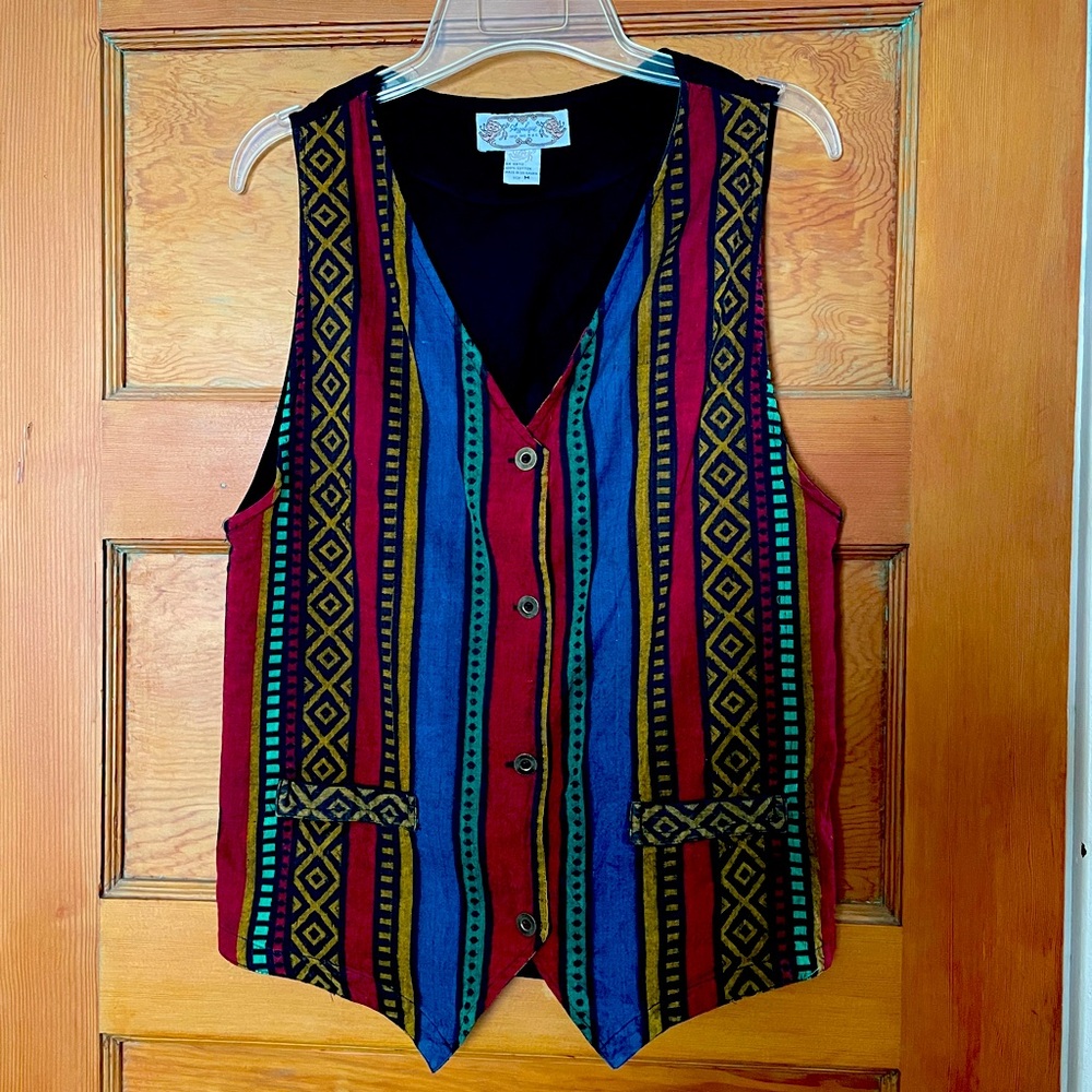 Vintage Multicolor 80’s Boho Hippie Bohemian vest